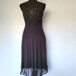 Jonathan Martin Studio Silk Beaded Black Dress Size 6P
